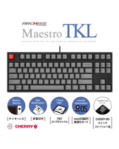 ARCHISS Maestro TKL AS-KBM87/LSGB Speed Silver Axis Black/Grey Keyboard Japanese version