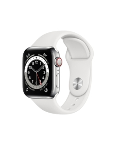 Apple Watch Series 6 GPS+Cellular model 40mm M06T3J/A Silver stainless steel case/white sports band Smart Watch Japanese version