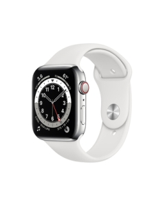 Apple Watch Series 6 GPS+Cellular model 44mm M09D3J/A silver stainless steel case/white sports band Smart Watch Japanese version