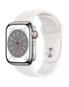 Apple Watch Series 8 GPS+Cellular model 41mm MNJ53J/A Silver stainless steel case/white sports band Smart Watch Japanese version