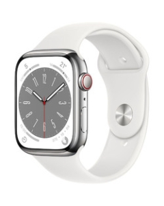 Apple Watch Series 8 GPS+Cellular model 45mm MNKE3J/A Silver stainless steel case/white sports band Smart Watch Japanese version