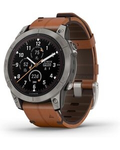 GARMIN fenix 7 Pro Sapphire Dual Power 010-02777-82 Ti Carbon Gray/Chestnut Leather Band Smart Watch Japanese version