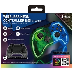 Videogame Accessory Aclas Wireless Neon Controller for Switch M+ SASP-0687 Clear Black Video Games Accessorys Small