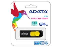 ADATA DashDrive UV128 AUV128-64G-RBY 64GB BLACK-YELLOW USB Flash Drive small