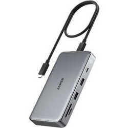 ANKER 563 USB-C hub (10-in-1 Dual 4K HDMI for MacBook) A83860A1 gray USB Hub Small