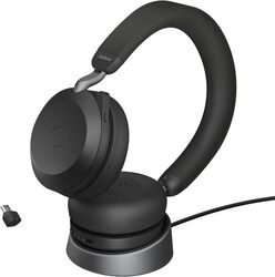 Black with the Jabra Evolve2 75 - USB-C MS Teams charge stands Headset Small