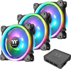 Case Fan Thermaltake Riing Trio PLUS 12 RGB Radiator Fan TT Premium Edition 3Pack CL-F072-PL12SW-A Computers Computer Components Small