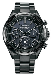 CITIZEN ATTESA ACT Line black titanium series Eco-Drive radio time signal double direct flight sapphire bezel model CC4055-65E Watch Small