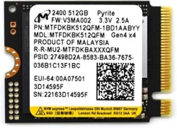 Micron 2400 MTFDKBK512QFM-1BD1AABYYR SSD Small