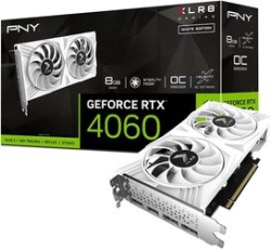 PNY GeForce RTX 4060 8GB XLR8 Gaming OC DUAL FAN White Edition VCG40608DFWXPB1-O PCIExp 8GB Graphic Card Small