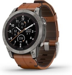 Smart Watch GARMIN fenix 7 Pro Sapphire Dual Power 010-02777-82 Ti Carbon Gray/Chestnut Leather Band Electronic Goods Wearable Devices Small