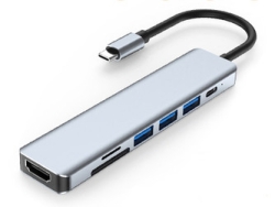 SUNEAST SE-HUBC71A2 Metallic Gray USB Hub Small