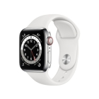 Apple Watch Series 6 GPS+Cellular model 40mm M06T3J/A Silver stainless steel case/white sports band Smart Watch Japanese version