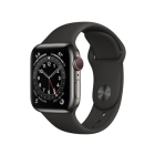 Apple Watch Series 6 GPS+Cellular model 40mm M06X3J/A graphite stainless steel case/black sports band Smart Watch Japanese version