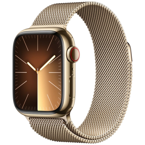 Apple Apple Watch Series 9 GPS+Cellular model 45mm MRMU3J/A Gold Milanese Loop Smart Watch