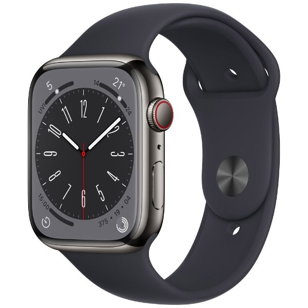 Apple Watch Series 8 GPS+Cellular Model 45mm MNKU3J/A Graphite Stainless Steel Case/Midnight Sports Band Smart Watch