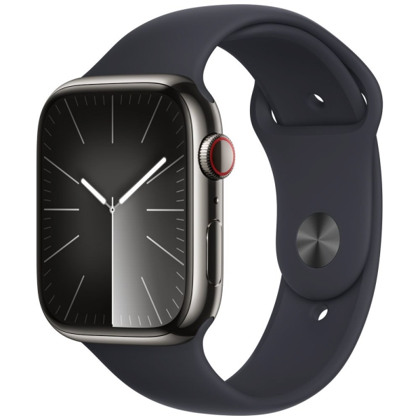 Apple Watch Series 9 GPS+Cellular Model 45mm MRMV3J/A Graphite Stainless Steel Case/Midnight Sports Band S/M Smart Watch