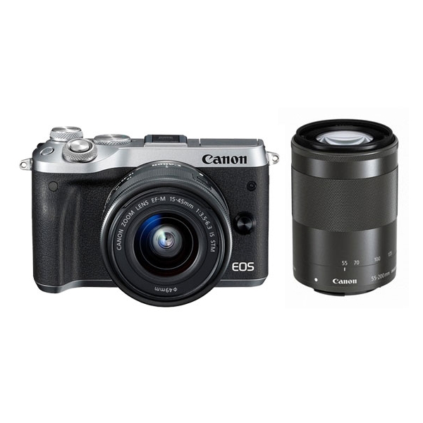 Mirrorless Camera CANON EOS M6 double zoom kit silver Mirrorless Camera