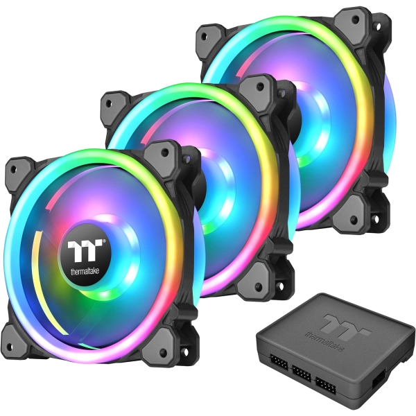 Case Fan Thermaltake Riing Trio PLUS 12 RGB Radiator Fan TT Premium Edition 3Pack CL-F072-PL12SW-A Computers Computer Components