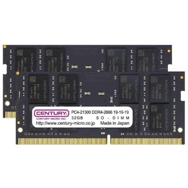 CENTURY MICRO CB32GX2-SOD4U2666 SODIMM DDR4 PC4-21300 32GB Memory