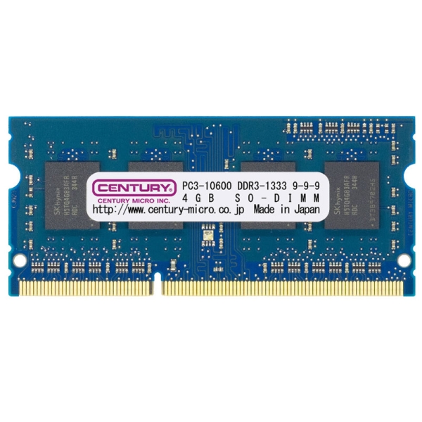 CENTURY MICRO CK4GX2-SOD3U1333H SODIMM DDR3 PC3-10600 4GB 2 disc set Memory