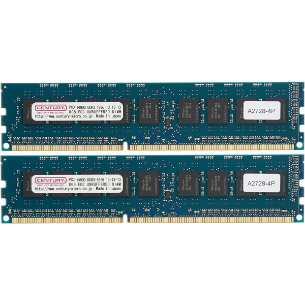 Memory CENTURY MICRO CK8GX2-D3UE1866 DDR3 PC3-14900 8GB 2-Disc ECC