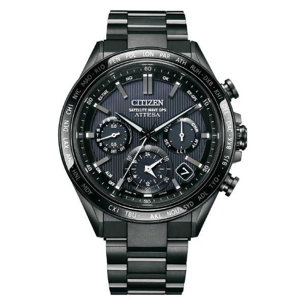 CITIZEN ATTESA ACT Line black titanium series Eco-Drive radio time signal double direct flight sapphire bezel model CC4055-65E Watch