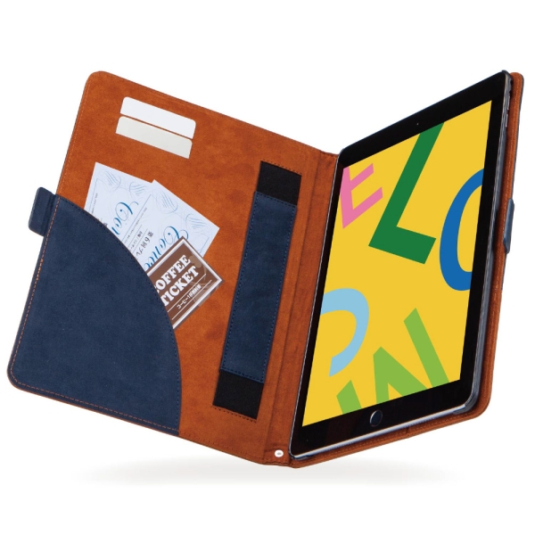 Tablet Case Elecom TB-A19RPLFDTNV Navy  &  Brown Tablet Case