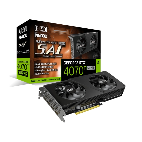 ELSA ELSA GeForce RTX 4070 Ti SUPER S.A.C GD4070TS-16GERS PCIExp 16GB Graphic Card