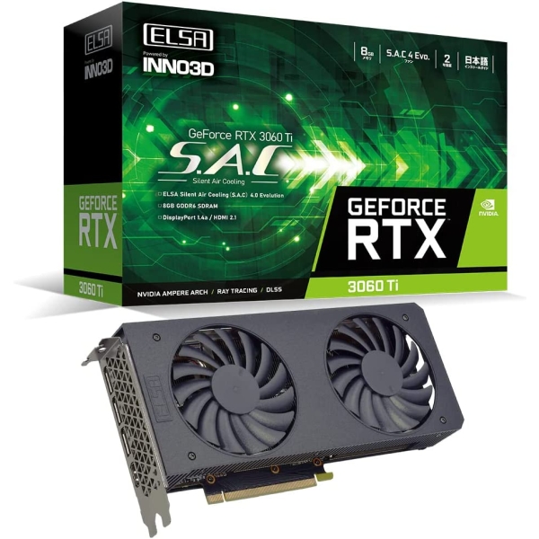 Graphic Card ELSA ELSA GeForce RTX 3060 Ti S.A.C LHR GD3060T-8GERSH PCIExp 8GB