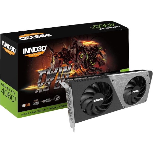 Inno3D GeForce RTX 4060 Ti 16GB TWIN X2 OC N406T2-16D6X-178055N PCIExp 16GB Graphic Card