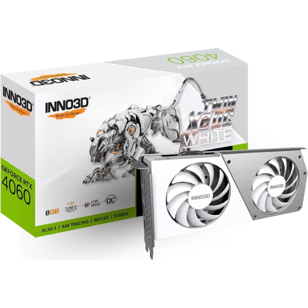 Inno3D GeForce RTX 4060 TWIN X2 OC WHITE N40602-08D6X-173051W PCIExp 8GB Graphic Card