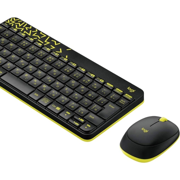 Keyboard Logitech Wireless Combo MK240 MK240nBC Black/Light Yellow-Green