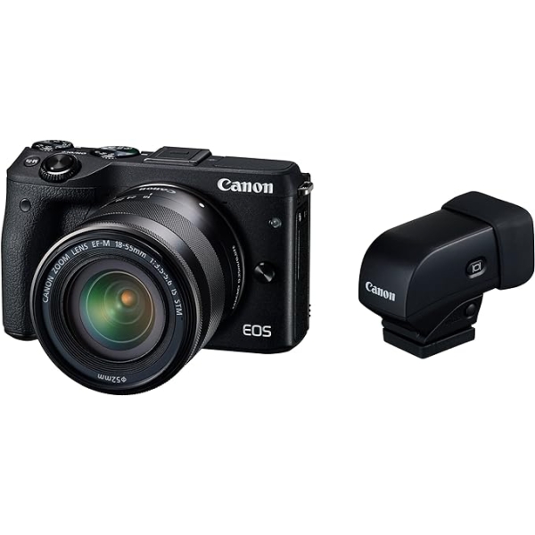 Mirrorless Camera CANON EOS M3 EF-M18-55 IS STM Lens EVF Kit Black Cameras Digital Cameras