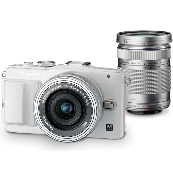 Mirrorless Camera Olympus OLYMPUS PEN Lite E-PL6 EZ Double Zoom Kit White Cameras Digital Cameras