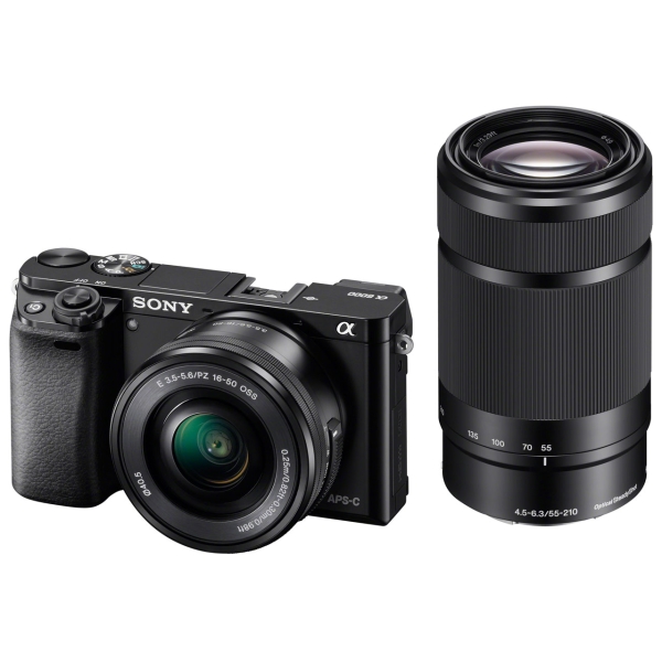 Mirrorless Camera SONY α 6000 ILCE-6000Y double zoom lens kit black Cameras Digital Cameras