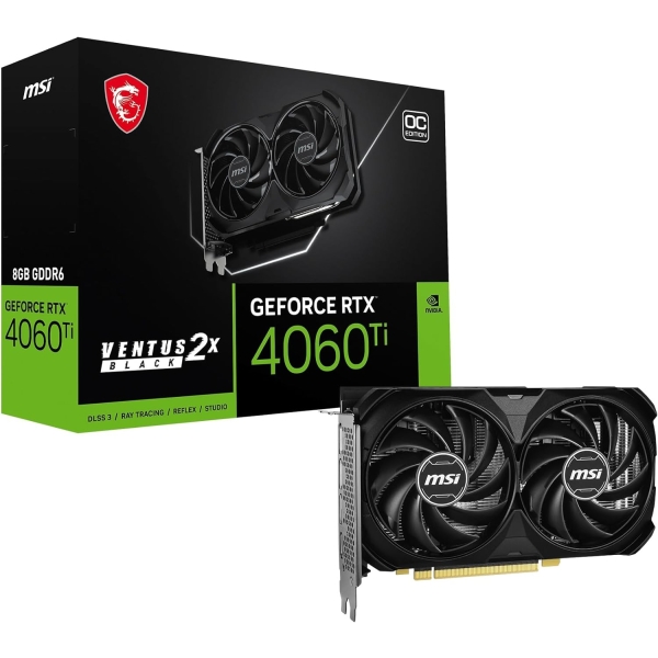 MSI GeForce RTX 4060 Ti 8G VENTUS 2X BLACK E1 OC PCIExp 8GB Graphic Card