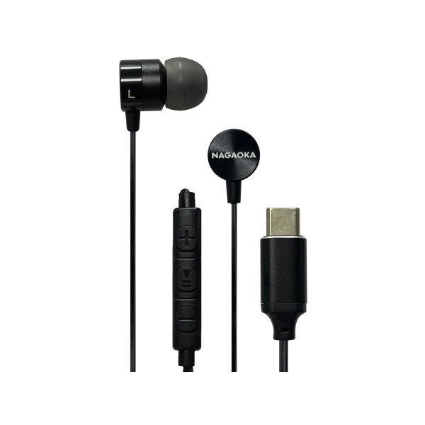 Nagaoka P908MTYPECSBK Solid Black Earphone Headphone