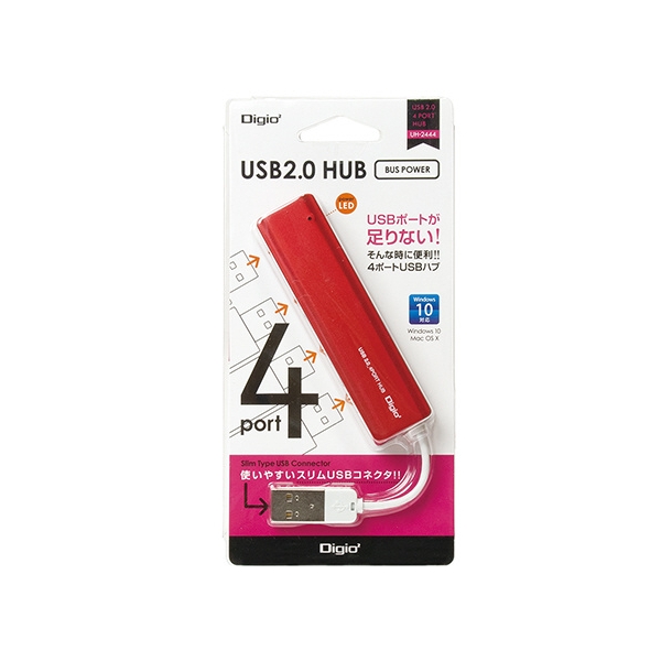 USB Hub Nakabayashi Digio2 UH-2444R Red USB Hub