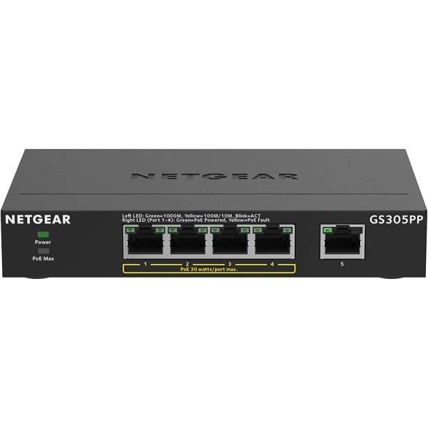 Switching HUB NETGEAR NETGEAR GS305PP-100JPS Black Switching HUB