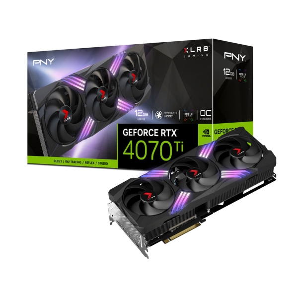 PNY GeForce RTX 4070 Ti 12GB XLR8 Gaming VERTO EPIC-X RGB Overclocked Triple Fan VCG4070T12TFXXPB1-O PCIExp 12GB Graphic Card