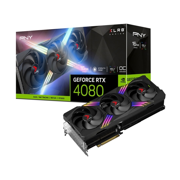 PNY GeForce RTX 4080 16GB XLR8 Gaming VERTO EPIC-X RGB Overclocked Triple Fan VCG408016TFXXPB1-O PCIExp 16GB Graphic Card