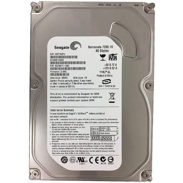 SEAGATE ST380215ACE 80GB U100 7200 Internal Hard Drive