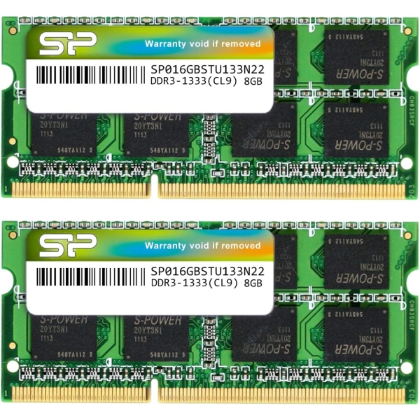 Memory Silicon Power SP016GBSTU133N22 S.O.DIMM DDR3 PC3-10600 8GB