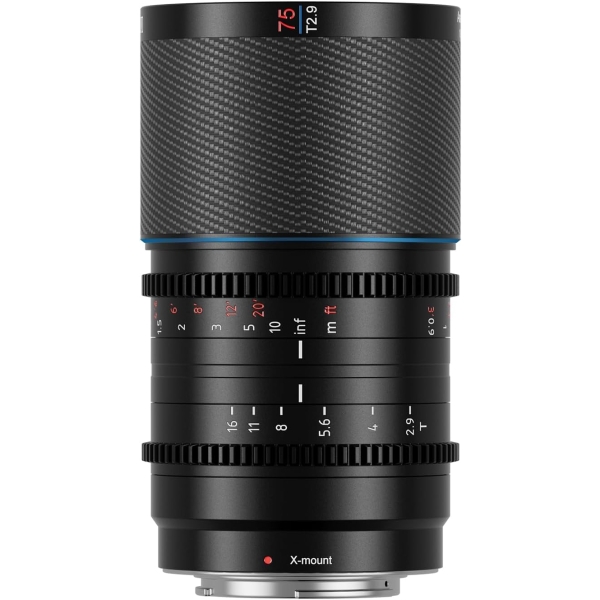 SIRUI Saturn 75mm T2.9 1.6X Full Frame Carbon Fiber Anamorphic Lens Blue Flare for Fujifilm Camera Lens