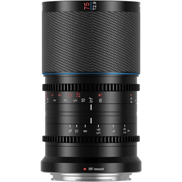 SIRUI Saturn 75mm T2.9 1.6X full-frame carbon fiver anamorphic lens blue flare Canon RF use Camera Lens