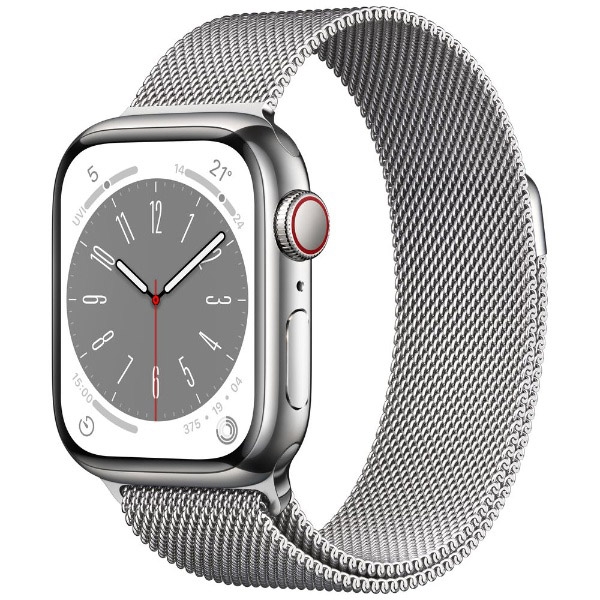 Smart Watch Apple Apple Watch Series 8 GPS+Cellular model 41mm MNJ83J/A silver stainless steel case/Silver-Milanese-Loop Electronic Goods Wearable Devices