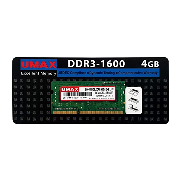 Memory UMAX UM-SODDR3S-1600-4G S.O.DIMM DDR3 PC3-12800 4GB