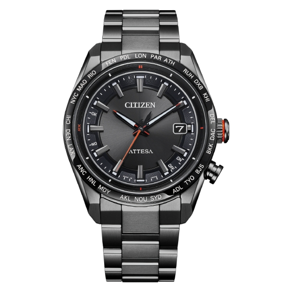 CITIZEN ATTESA ACT Line black titanium series Eco drive radio time signal direct flight CB0286-61E Watch